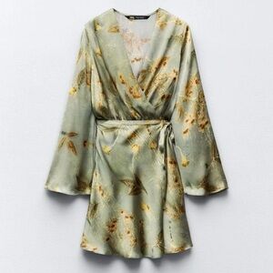 Zara Printed Satin Effect Pareo Dress
